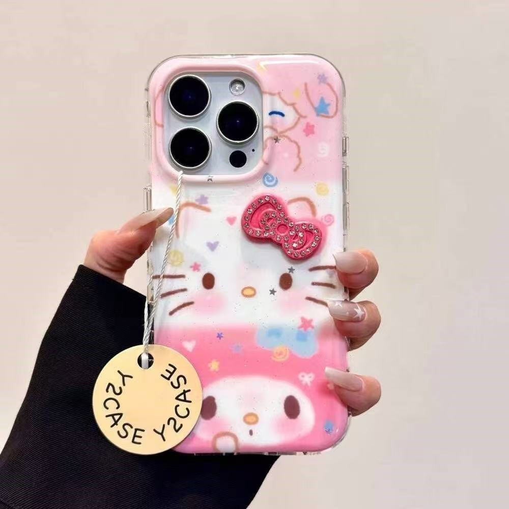 Mobile Tech Accessories - Kreative Anime-Handyhülle mit Katzen- und Hasenmotiv