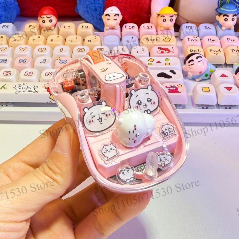 Kawaii Tech Accessories - Kawaii Chiikawa Rosa Transparente Kabellose Maus,